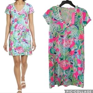 NWT Lilly Pulitzer Etta V Neck Short Sleeve TShirt Dress Multi Raise the Bar XXS
